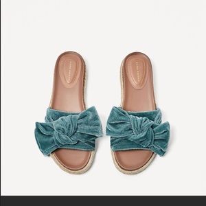 Zara Women Slide Sandals Suede Velvet Look 10